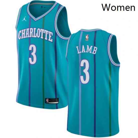 Womens Nike Jordan Charlotte Hornets 3 Jeremy Lamb Swingman Aqua Hardwood Classics NBA Jersey